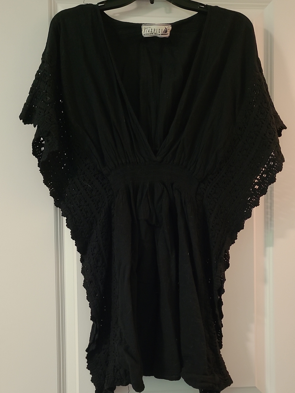 Black Crochet-Trim Swim Cover-Up